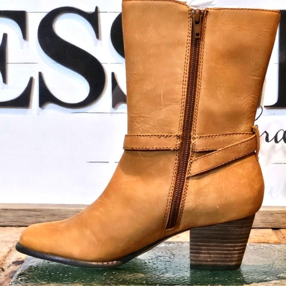 Lands End Womens Mid-Calf Brown Leather Side Zip Boots  #432842  Size 8 - Picture 3 of 10